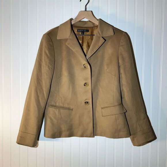 Lafayette 148 New York Beige Tan Blazer Wool Jacket 12 Quiet Luxury Old Money - Picture 1 of 10